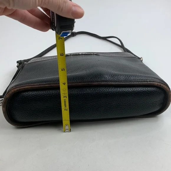 Vintage Brighton Leather braided Double strap shoulder bag black Brown Silver - Picture 13 of 17